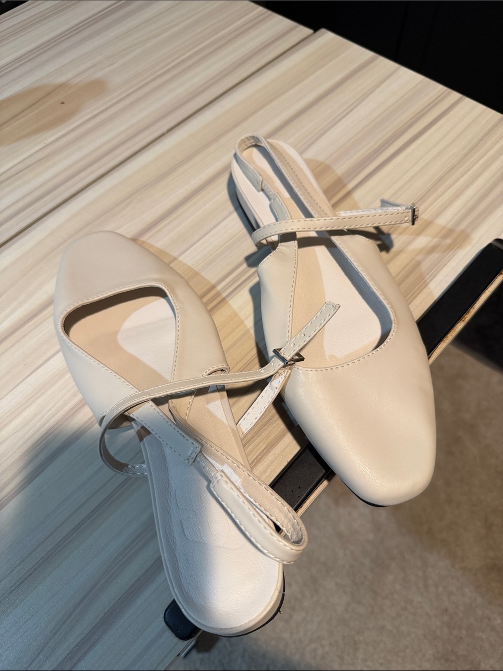 SHEIN Cream Slingback with Cross Strap Detail